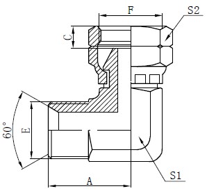 BSP Elbow Connector Drawing